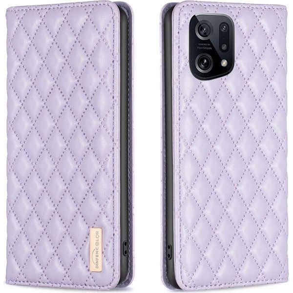 Custodia Per Oppo Find X5, Elegante Custodia In Pelle A Libro Con Supporto Per Oppo Find X5 Viola-image