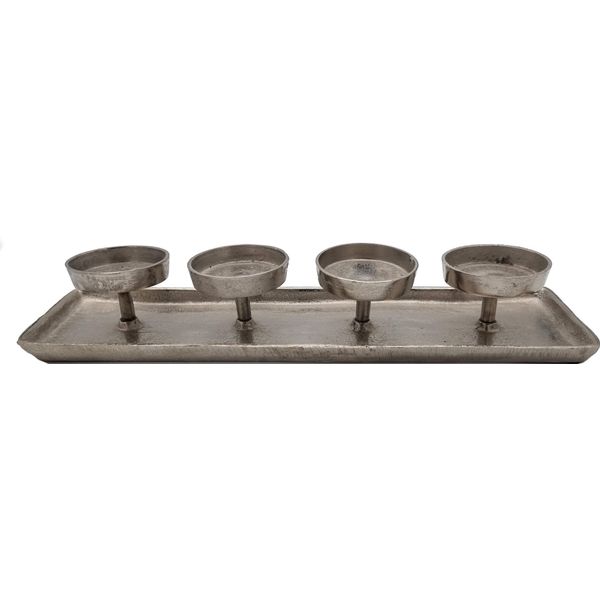 Portacandele In Alluminio Per 4 Candele - Circa 44 Cm - Portacandele Dell'avvento-image