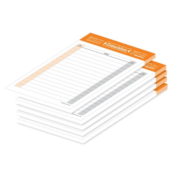 Lista Della Spesa Pricaro "Typo"", Magnetica, Arancione, A6, 25 Fogli, 5 Pezzi"-image