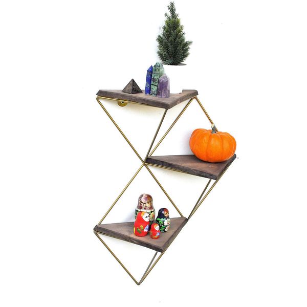 Skye Decor, Wr076, Mensola Decorativa Da Parete In Legno, Noce, 100 % Legno Massiccio, 34 X 13 X 45 Cm-image