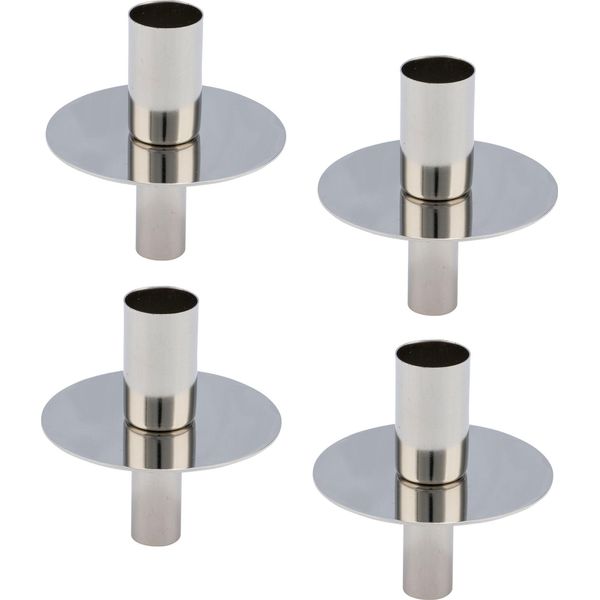 Portacandele A Bottiglia In Metallo Argento - Set Di 4 / 8 Cm - Portacandele Per Candele A Colonna E Candele Da Cena - Portacandele Dell'avvento Di Natale-image