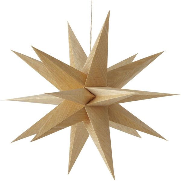 Stella Di Carta Ø 40 Cm In Legno - Stella Di Natale Decorativa Da Appendere-image