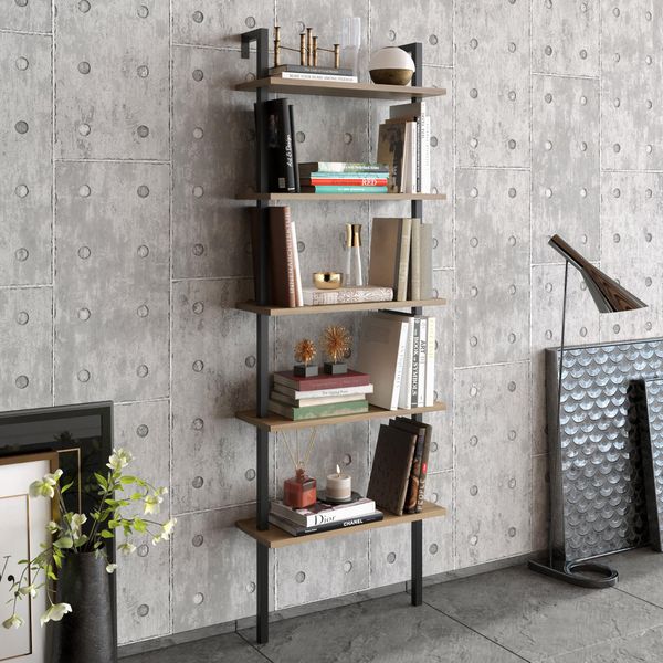 Skye Decor, Piante - Noce, Nero, Libreria, Noce, 100 % Pannelli Rivestiti In Melamina, 60 X 22 X 174 Cm-image
