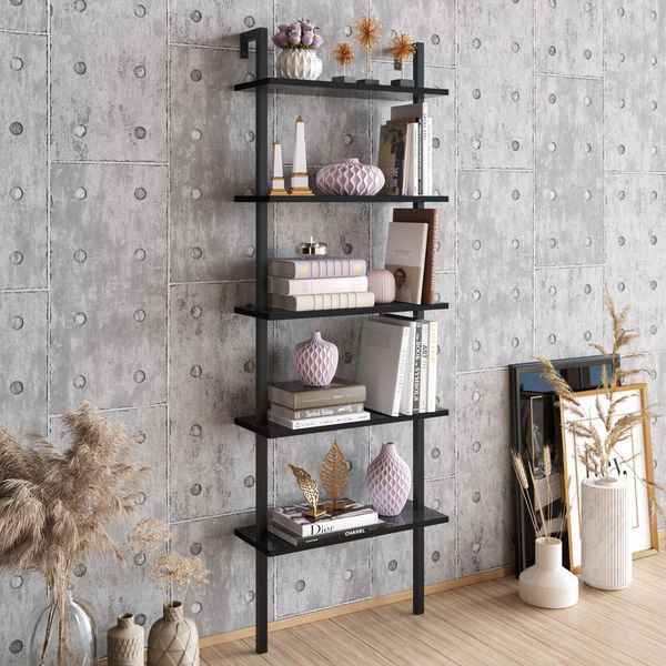 Skye Decor, Piante - Black, Libreria, Nero, 100 % Melamin Coated Slipboard, 60 X 22 X 174 Cm-image