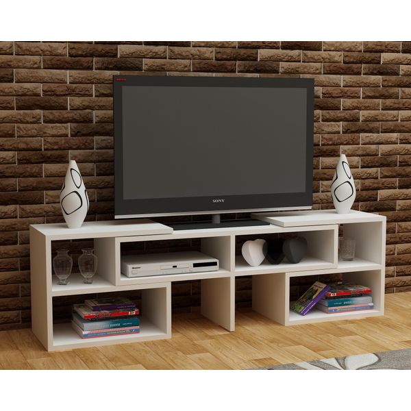 Skye Decor, Care - White, Tavolino Per Tv, Bianco, 100 % Slipboard Rivestito In Melamina, 136,8 X 29,5 X 40 Cm-image
