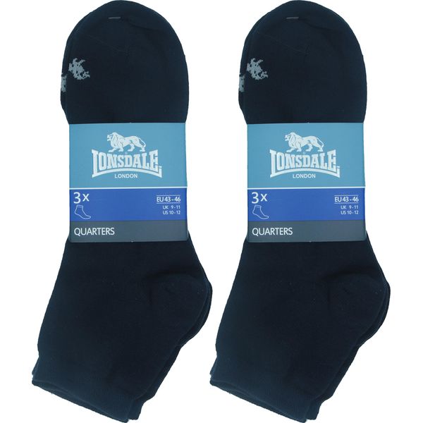Lonsdale 6 Paia Di Calzini A Quarti Di Dollaro Altezza Caviglia In Cotone Blu43-46-image