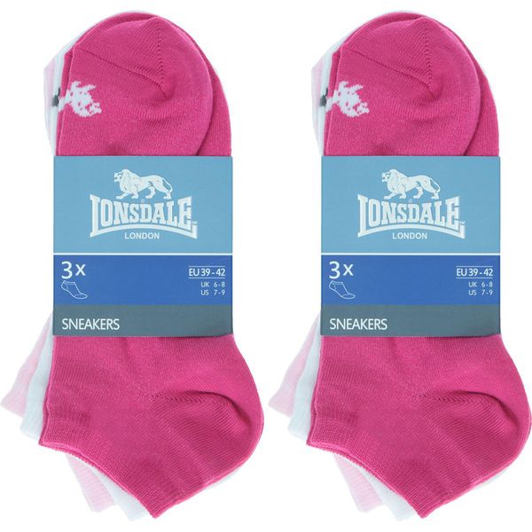 Lonsdale 6 Paia Di Calzini Da Ginnastica Altezza Caviglia In Cotone Rosa39-42-image