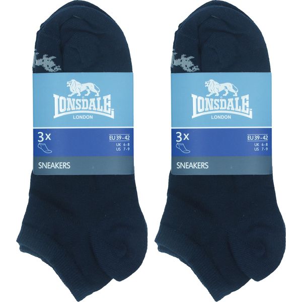 Lonsdale 6 Paia Di Calzini Da Ginnastica Altezza Caviglia In Cotone Blu43-46-image