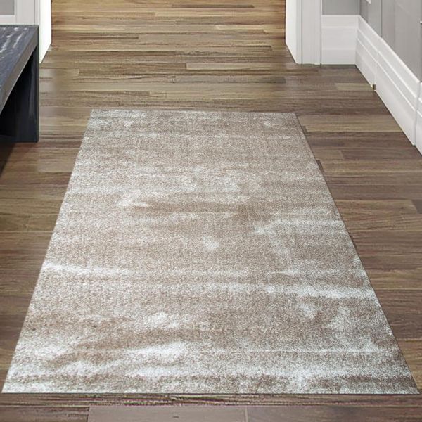 Tappeto Da Salotto Moderno Di Design A Tinta Unita In Beige Dimensioni - 80 X 150 Cm-image