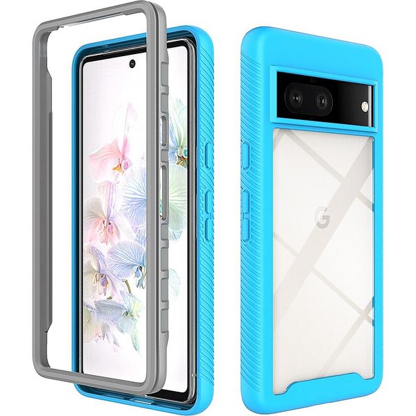 Custodia Google Pixel 7, Copertura Posteriore Trasparente Ibrida, Robusto Paraurti In Tpu, Custodia Antiurto Per Google Pixel 7 Blu-image
