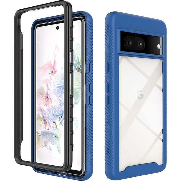 Custodia Google Pixel 7, Copertura Posteriore Trasparente Ibrida, Robusto Paraurti In Tpu, Custodia Antiurto Per Google Pixel 7 Blu Navy-image