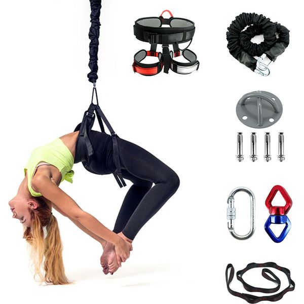 Yoga Bungee Rope Resistenza Imbracatura Kit Trapezio Aereo Yoga Gravity Training Tool Yoga Aerial Suspension Training Sling Trainer Con Pantaloni Fissi (60Kg)-image