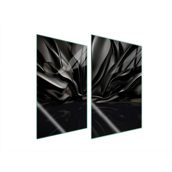 Piastre Copri Fornelli 2 Pezzi 35X52 Copri Piano Cottura In Ceramica Tagliere In Vetro Modello Nero-image