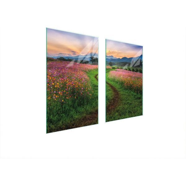 Piastre Coprifornelli 2 Pezzi 75X52 Ceramica Coprifornelli Tagliere Vetro Paesaggio Montagne-image