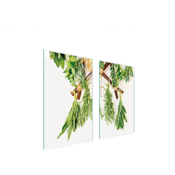 Piastre Copri Fornelli 2 Pezzi 75X52 Copri Piano Cottura In Ceramica Tagliere In Vetro Spezie Verde-image