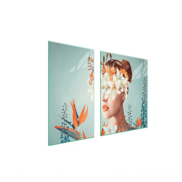 Piastre Copriforno 2 Pezzi 90X52 Ceramica Copriforno Tagliere Vetro Donna Orchidea-image