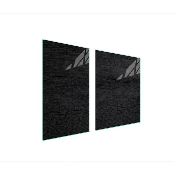 Piastre Copriforno 2 Pezzi 100X52 Copriforno In Ceramica Tagliere In Vetro Legno Nero-image