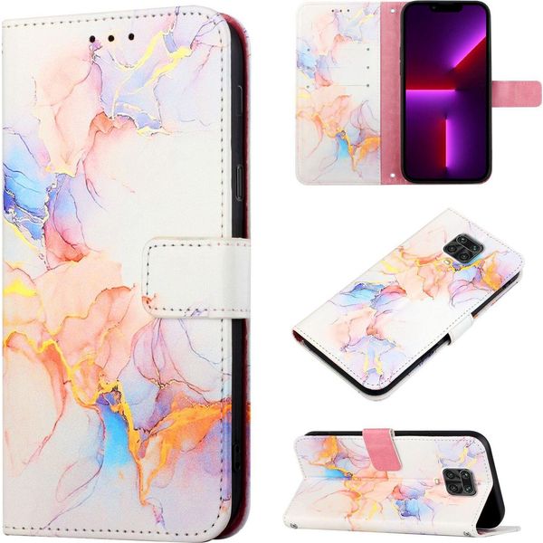 Redmi Note 9S Case, Marble Motifpoliuretanoleather Case Wallet Card Holder Con Funzione Stand Flip Cover Per Xiaomi Redmi Note 9S / 9 Pro / 9 Pro Max Colourful-image