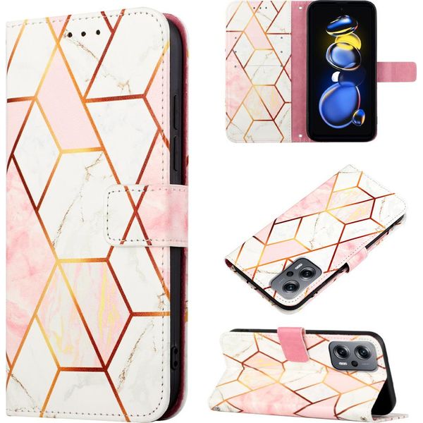 Xiaomi Poco X4 Gt 5G Case, Marble Motifpoliuretanoleather Case Wallet Card Holder Con Funzione Stand Flip Cover Per Xiaomi Poco X4 Gt 5G Rose Gold-image
