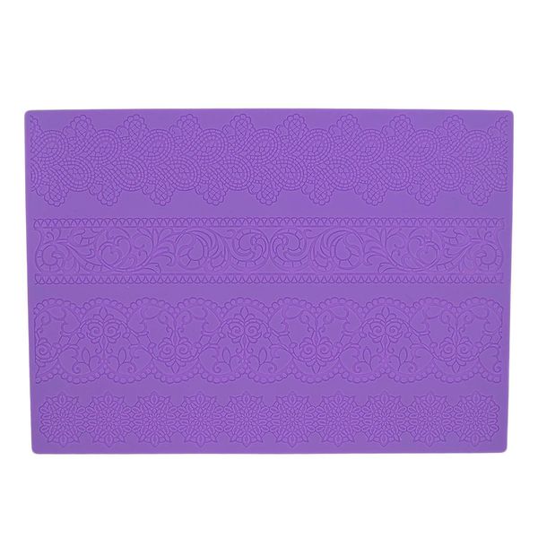 Stampo Per Fondente In Silicone, 4X Diversi Motivi Di Pizzo, Circa 37,6X26,5 Cm-image