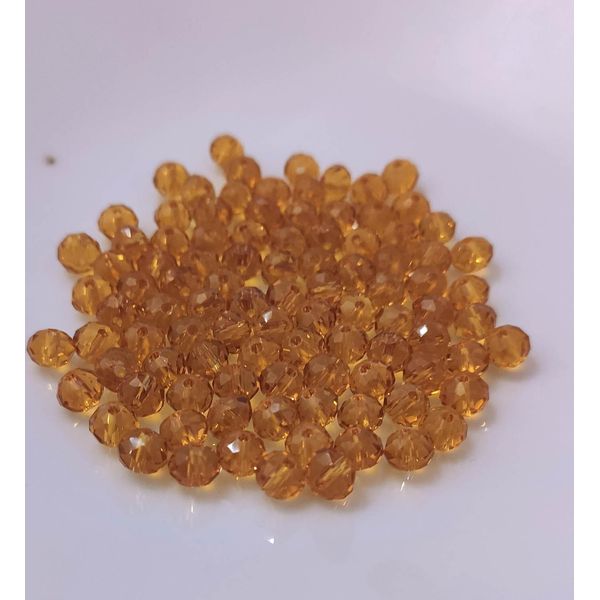 Perle Di Vetro - Tipo "Sfaccettato"" - 100 Pezzi - 8 Mm - Arancione Scuro"-image