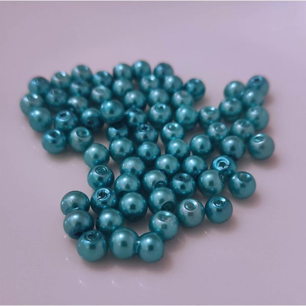 Perle Di Vetro - Tipo "Rotondo"" - 20G - 8 Mm - Verde Turchese"-image
