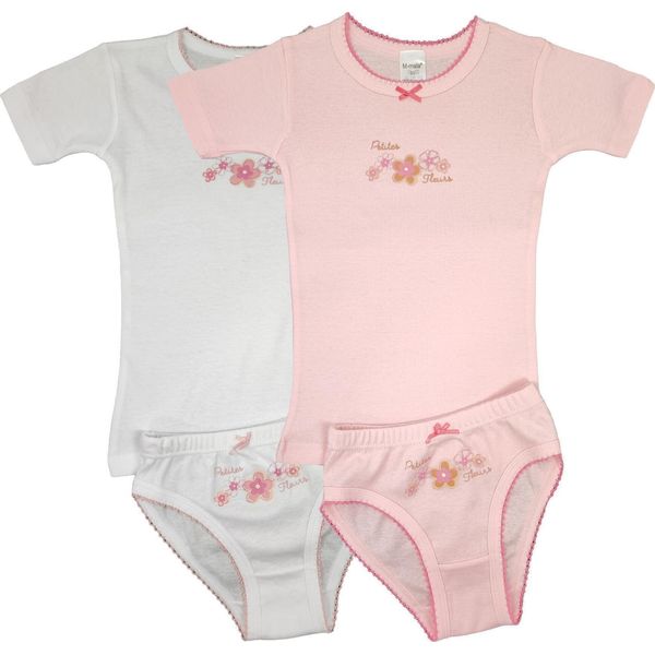 Set Intimo 4 Pezzi Bambina Canottiera Slip Cotone; Bianco/Rosa/122/128-image