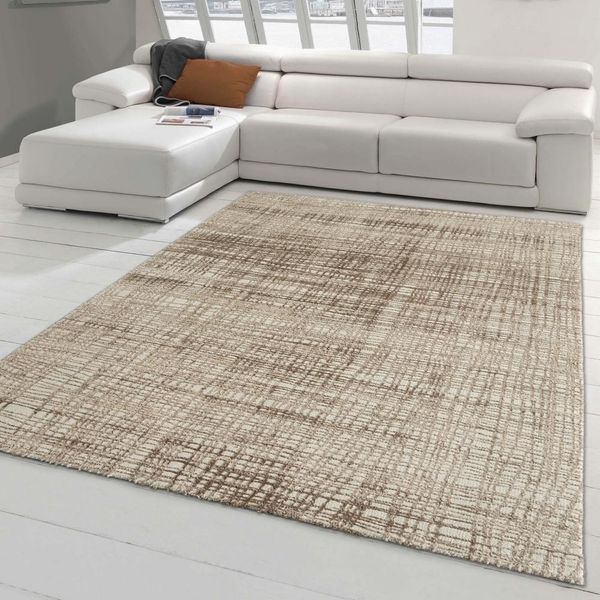 Tappeto Da Salotto Adventure A Righe Astratte In Beige-Oro Dimensioni - 200 X 290 Cm-image