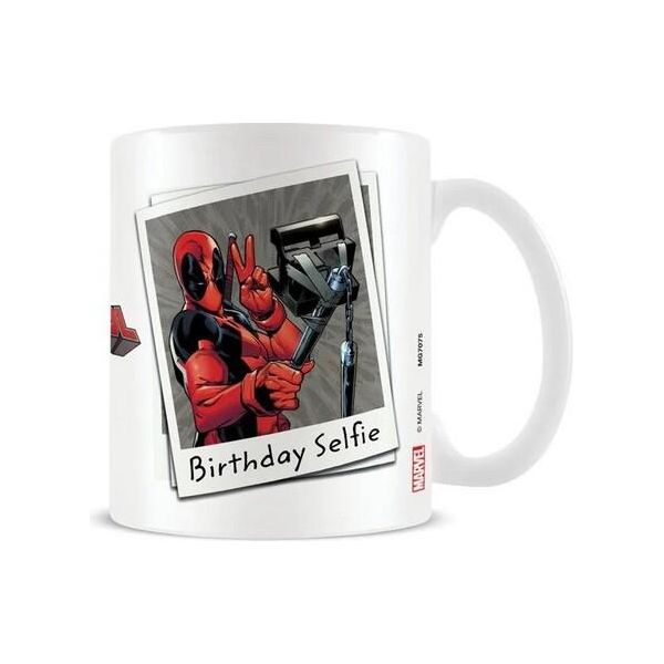 Tazza Da Caffè Deadpool - Selfie Di Compleanno PM5057 (Taglia Unica) (Bianco/Rosso)-image