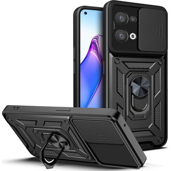 Oppo Reno8 5G Custodia Con Anello, Supporto, Protezione Fotocamera, Paraurti In Tpu, Custodia In Silicone Per Oppo Reno8 5G Nero-image