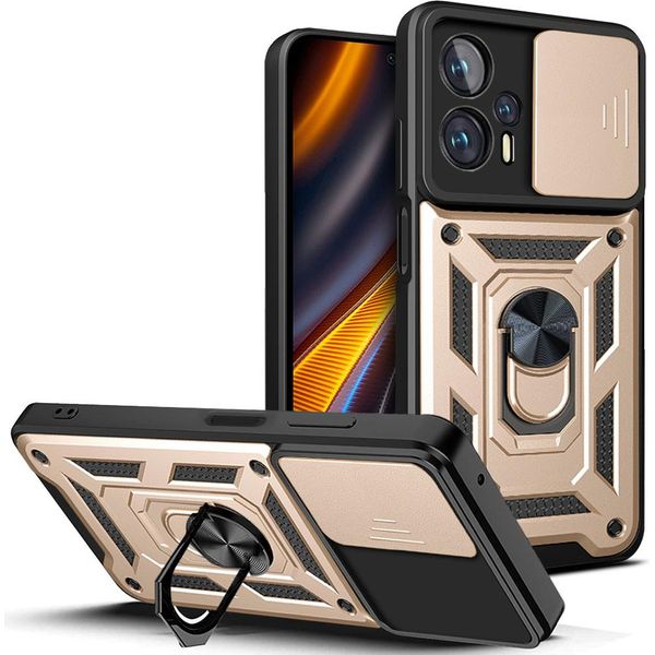 Xiaomi Poco X4 Gt Custodia Con Anello, Supporto, Protezione Fotocamera, Paraurti In Tpu, Custodia In Silicone Per Xiaomi Poco X4 Gt Oro-image