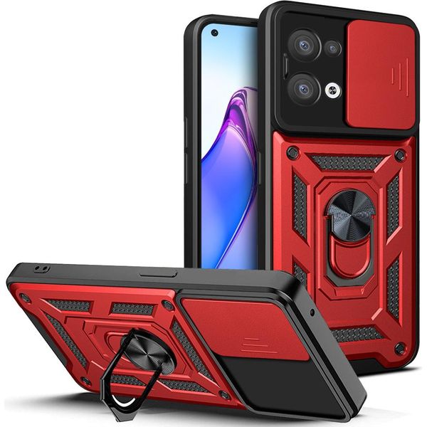 Oppo Reno8 5G Custodia Con Anello, Supporto, Protezione Fotocamera, Paraurti In Tpu, Custodia In Silicone Per Oppo Reno8 5G Rosso-image