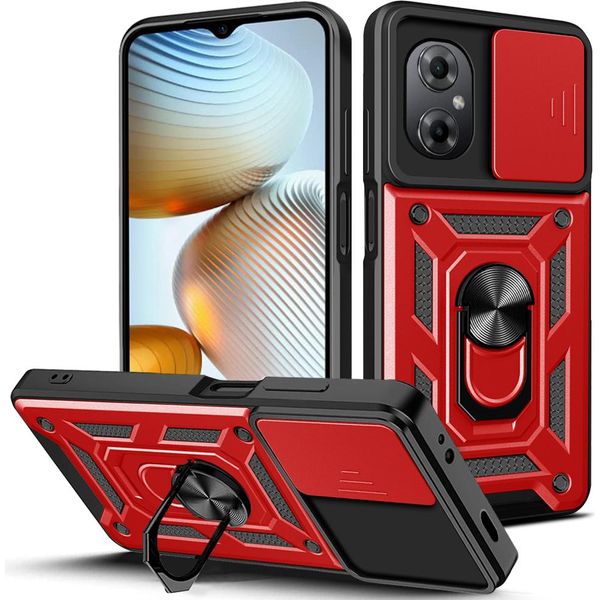 Xiaomi Poco M4 5G Custodia Con Anello, Supporto, Protezione Fotocamera, Paraurti In Tpu, Custodia In Silicone Per Xiaomi Poco M4 5G Rosso-image