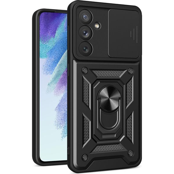 Galaxy A54 Custodia Con Anello Supporto Supporto Scivolare Fotocamera Protezione Tpu Pc Custodia Protettiva Per Samsung Galaxy A54 Nero-image
