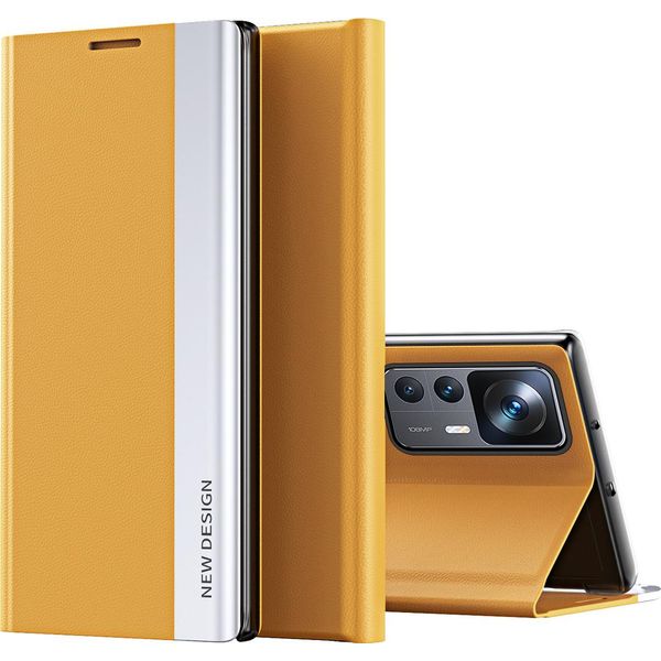Xiaomi 12T Pro Case, Custodia Magnetica In Finto Cuoio Con Funzione Di Stand Per Xiaomi 12T / 12T Pro Giallo-image
