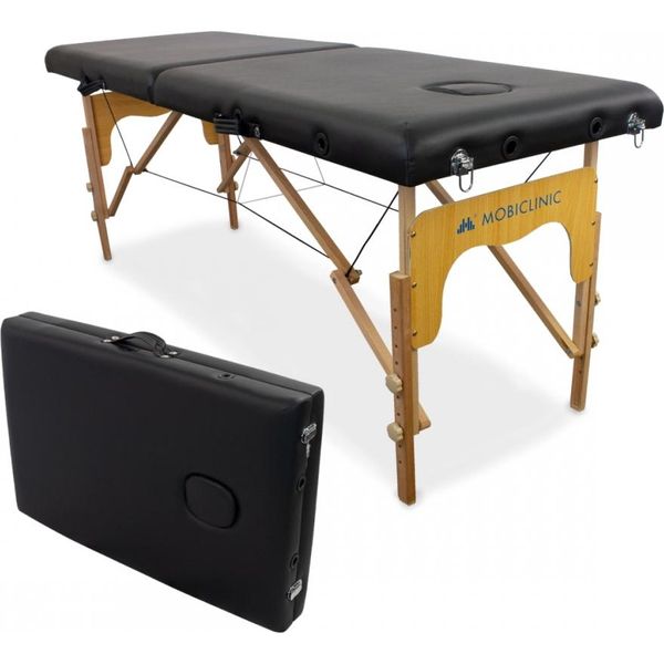 Mobiclinic, Lettino Da Massaggio, Pieghevole, CM-01 Basic, 180X60 Cm, Legno E Pelle Finta, 2 Parti, , Lettino Da Massaggio Mobile, Trasporta 150 Kg, Colore Crema-image