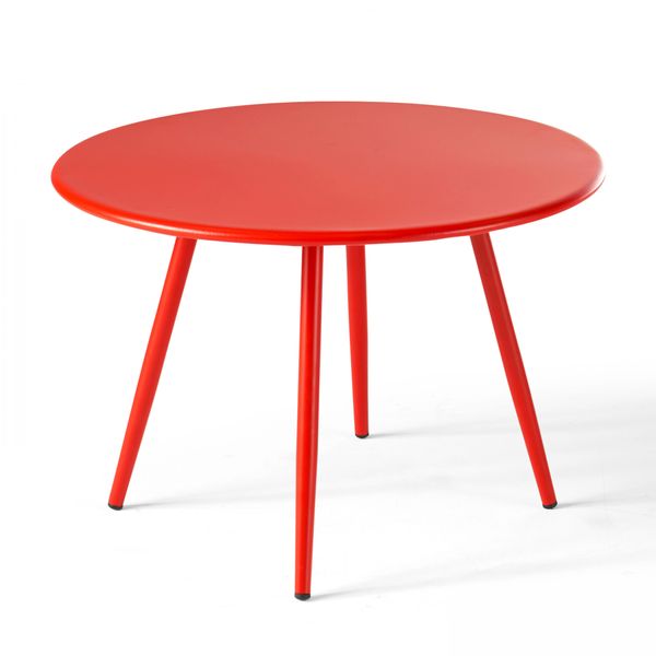 Tavolino Basso Rotondo In Metallo Rosso - Oviala Palavas-image