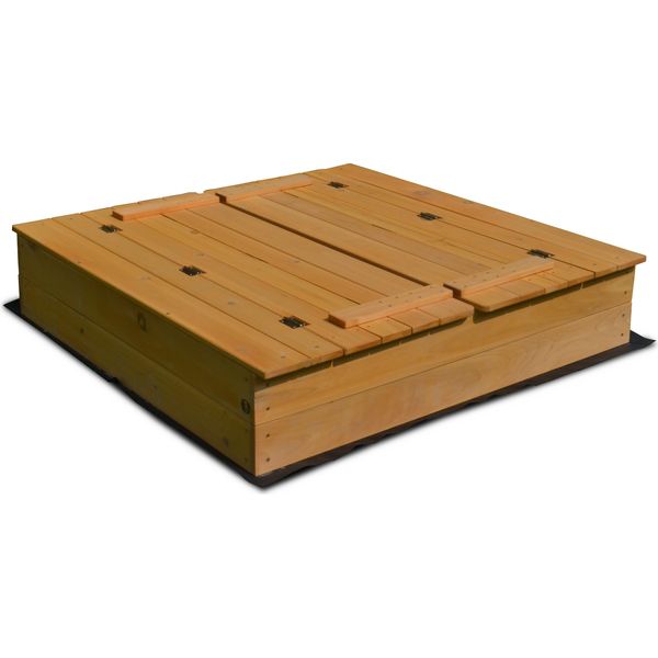 Sabbiera Rijoka Sabbiera Di Legno - 2 Panchine - Telo Di Fondo Incluso - Coperchio Con Cerniera - 127X123X23Cm-image