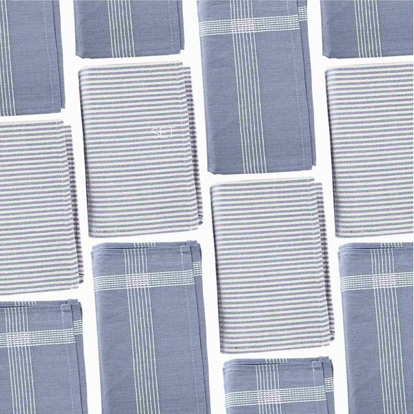 Asciugamani Da Tè Sterzbachs In Cotone - Strisce Uni - Asciugamani Da Cucina 50X70 Cm - Set Di 10 - Asciugamani Da Cucina 240 Gsm - Asciugamani Da Cucina Asciutti - Asciugamani Da Tè Blu-image