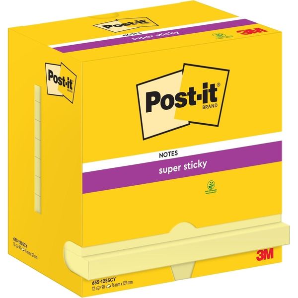 Sticky Notes Super Sticky Notes 127X76Mm 90 Fogli Giallo Pu=12X12 Pastiglie-image