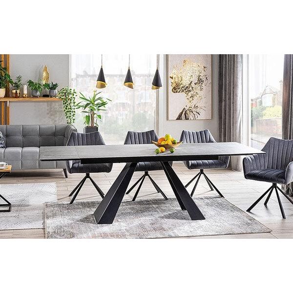 Tavolo Da Pranzo Tavolo Da Cucina Salvadore Ceramic 120-180X80X76Cm Marmo Grigio Nero Allungabile-image
