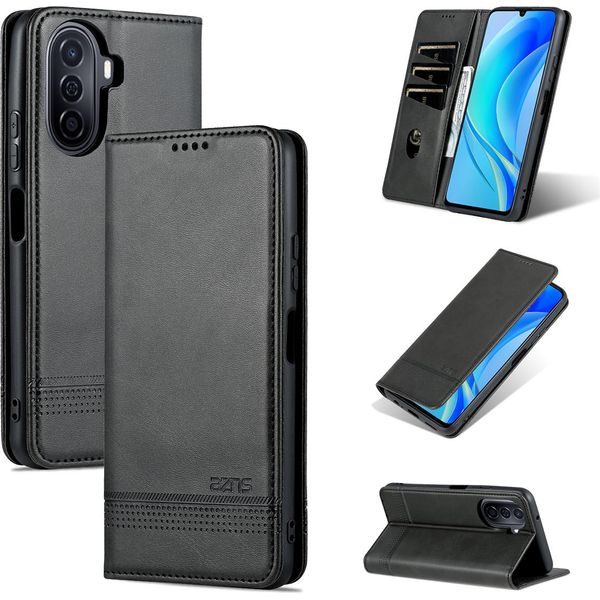 Huawei Nova Y70 Pro Custodia, Portafoglio Con Chiusura Magnetica E Stand, Custodia In Pelle Flip Per Huawei Nova Y70 / Y70 Pro Nero-image