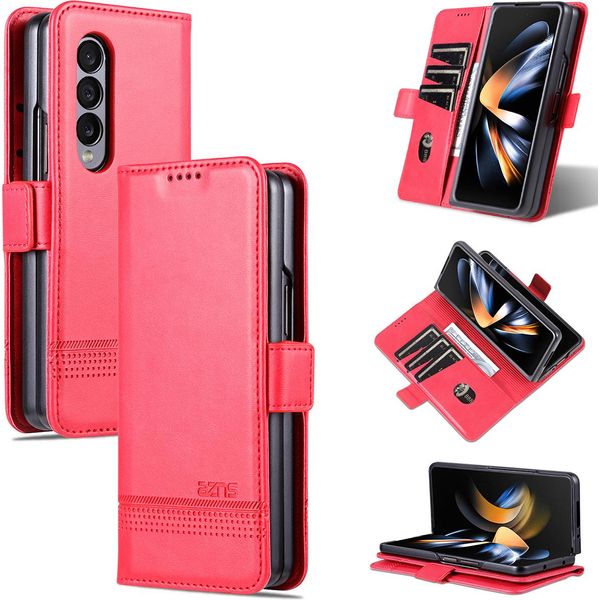 Custodia Galaxy Z Fold4, Portafoglio Con Chiusura Magnetica E Supporto, Custodia Flip In Pelle Per Samsung Galaxy Z Fold 4 5G Rosa-image