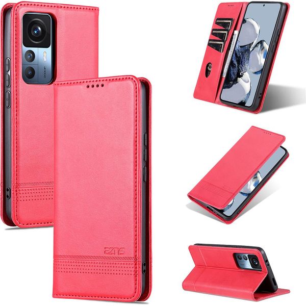 Xiaomi 12T Pro Custodia In Pelle, Flip Cover Wallet Case Chiusura Magnetica Stand Custodia Protettiva Per Xiaomi 12T / 12T Pro / Redmi K50 Ultra Pink-image