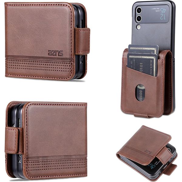 Galaxy Z Flip3 Custodia In Pelle, Flip Cover Wallet Case Chiusura Magnetica Stand Cover Protettiva Per Samsung Galaxy Z Flip 3 5G Caffè-image