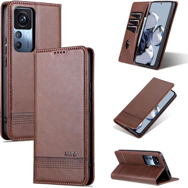 Xiaomi 12T Pro Case, Portafoglio Con Chiusura Magnetica E Stand, Custodia In Pelle Flip Per Xiaomi 12T / 12T Pro / Redmi K50 Ultra Coffee-image
