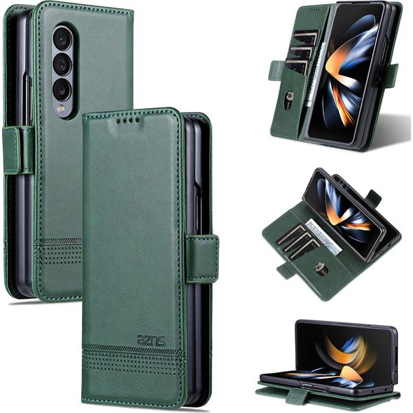 Galaxy Z Fold3 Custodia In Pelle, Flip Cover Wallet Case Chiusura Magnetica Stand Custodia Protettiva Per Samsung Galaxy Z Fold 3 5G Verde-image