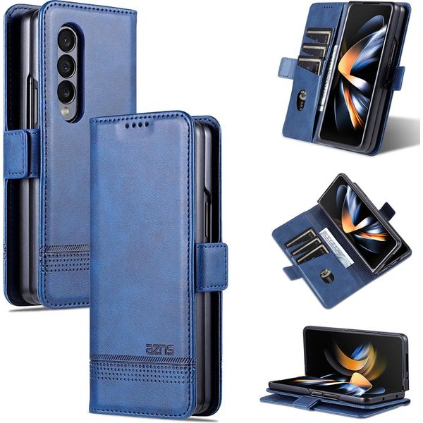 Custodia Galaxy Z Fold4, Portafoglio Con Chiusura Magnetica E Supporto, Custodia Flip In Pelle Per Samsung Galaxy Z Fold 4 5G Blu-image