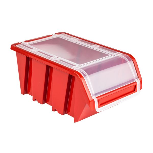 10 X Scatola Di Stoccaggio In Plastica Impilabile Scatola Di Smistamento Con Coperchio 120X195X90 Rosso-image