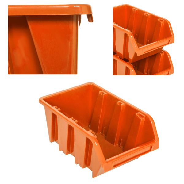 100 X Scatole Impilabili Officina Garage Scatole Di Immagazzinamento Aperte Botle Scatole Di Immagazzinamento Aperte Casse Di Smistamento Scatole 100X150X70 Mm Arancione Casse Di Immagazzinamento In Plastica Impilabili-image
